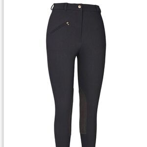 Tuff Rider Black Ribbed Front Zip Stretch Knee Breeches Riding Pants Size 26